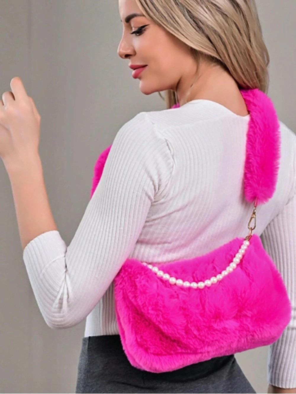Fuzzy Shoulder Bag in Pink! LIMITED EDITION